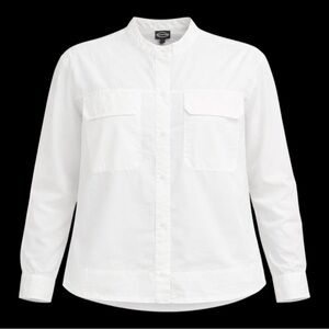 New Scoop Women's Cropped Oversized Button-Down White Jacket Size Large